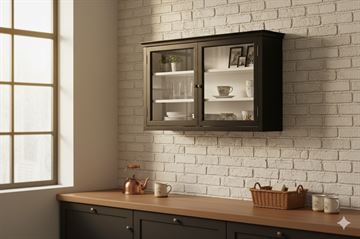 Amager Væghængt Vitrineskab - 60x100x26 cm - Sort/Hvid 